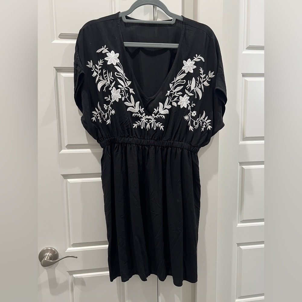 Black Floral Embroidered Dress